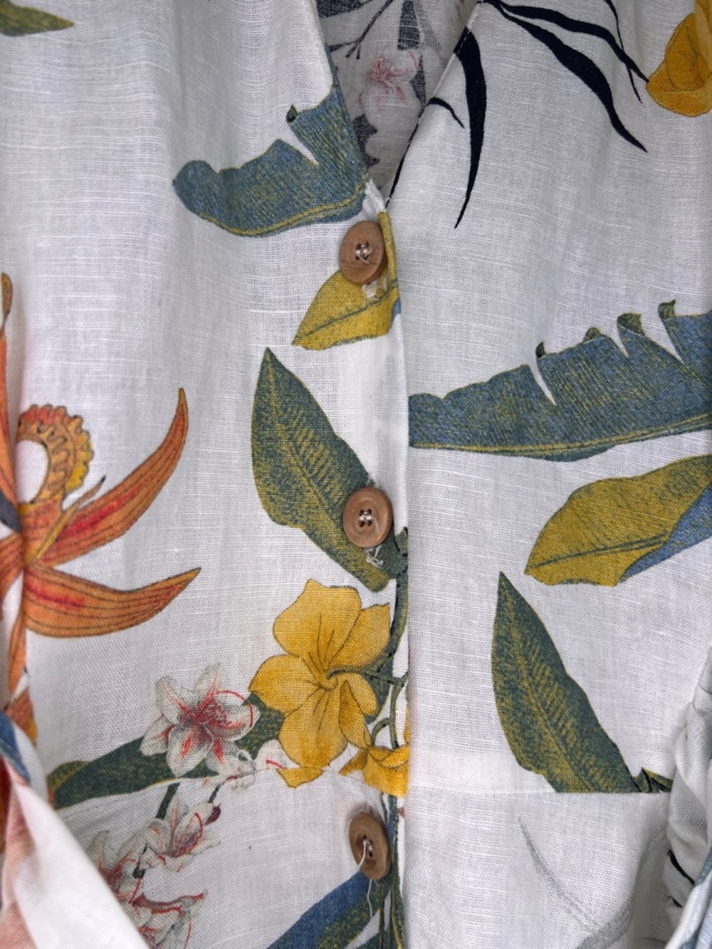 Zara Linen Blend Tropical Floral Wrap Dress Tie Front spring wedding guest dress - Picture 7 of 14